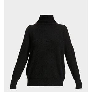 VINCE Women's Cashmere Silk Mock Neck Pullover Sweater Black Sz M Minimalist 124